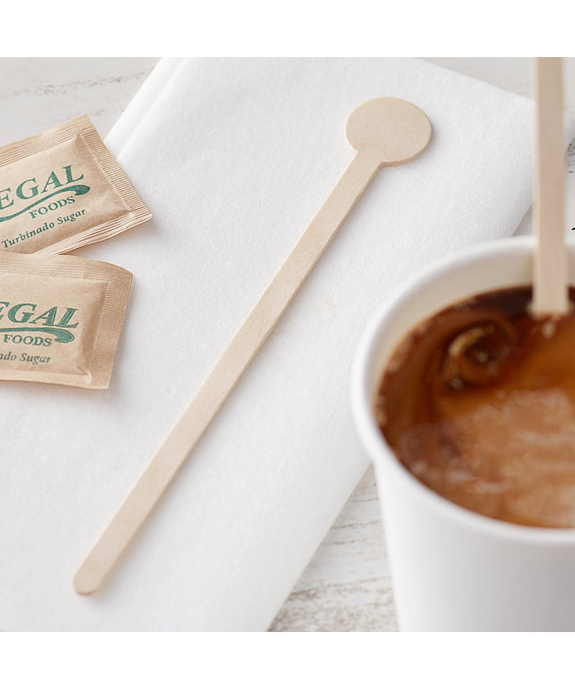 Ống hút cocktail Choice 17,8 cm Eco-Friendly Unwrapped gỗ Coffee / Drink Stirrer tròn Top - Gói 1,000 cái