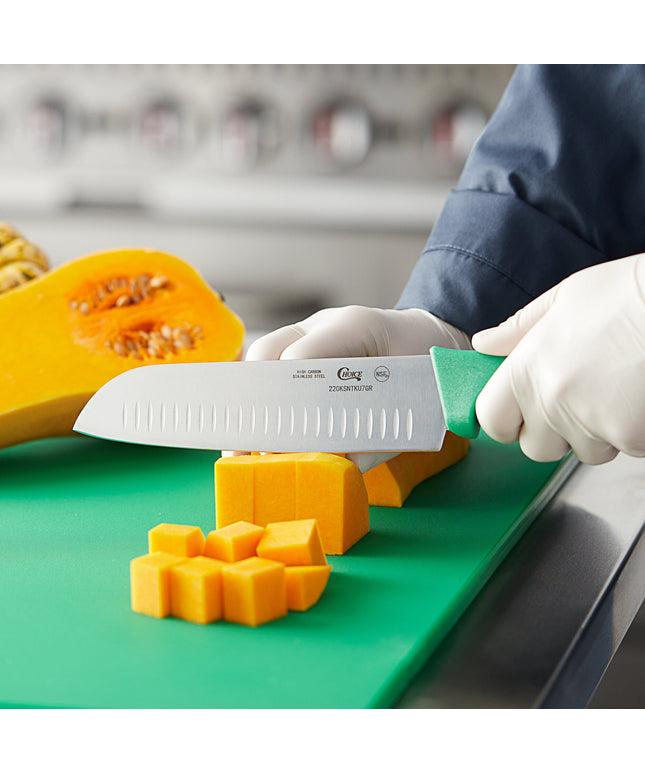 Dao Santoku lưỡi Granton tay cầm xanh Choice 18 cm