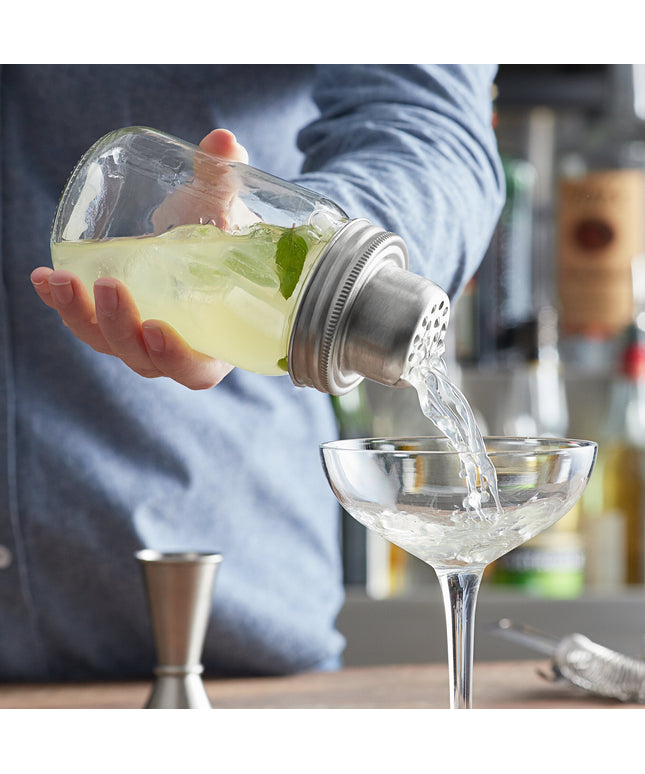 Bình lắc cocktail thủy tinh kiểu hũ mason 3 mảnh Acopa 444 ml