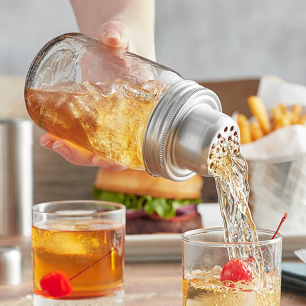 Bình lắc cocktail thủy tinh kiểu hũ mason 3 mảnh Acopa 444 ml
