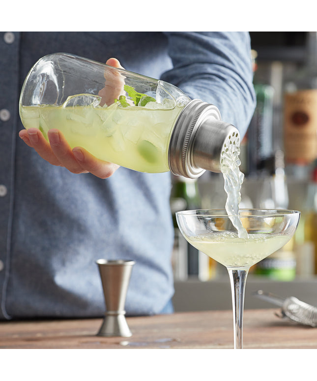Bình lắc cocktail thủy tinh kiểu hũ mason 3 mảnh Acopa 739 ml