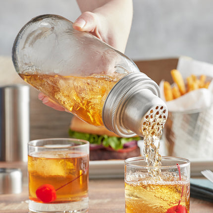 Bình lắc cocktail thủy tinh kiểu hũ mason 3 mảnh Acopa 739 ml