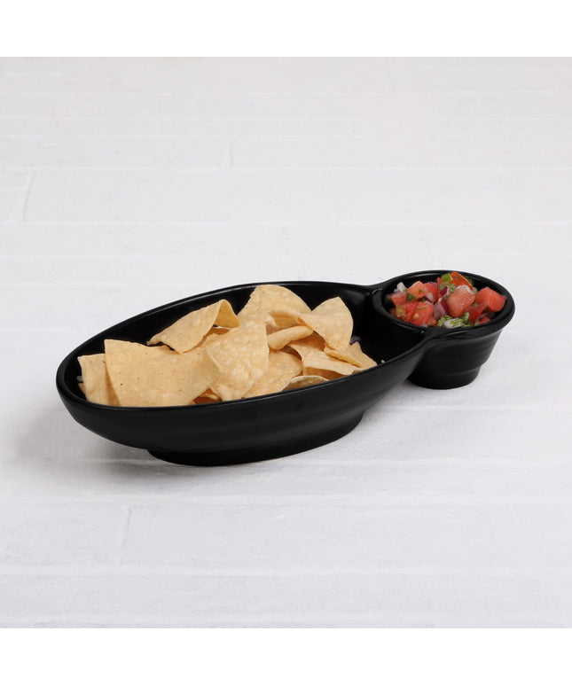 Khay melamine 2 ngăn Elite Global Solutions JWC1408 Zen 25 x 14 cm - Màu đen, Thùng 6 cái