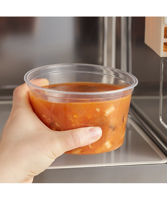Choice Hộp Đựng Đồ Ăn Deli Tròn Trong Mờ Dùng Được Lò Vi Sóng In Tùy Chỉnh 16 oz - 500/Thùng