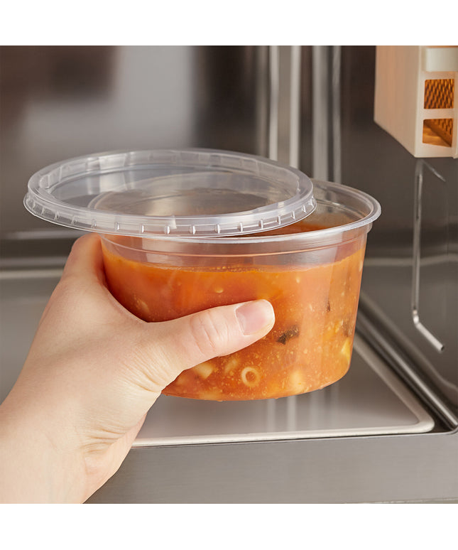 Choice Bộ Combo Hộp Đựng Đồ Ăn Mang Đi Tròn Kèm Nắp 16 oz Trong Mờ Tùy Chỉnh Dùng Được Lò Vi Sóng 250/Case
