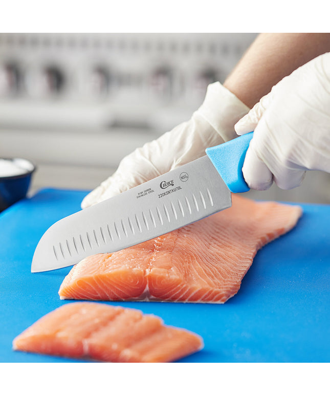 Dao Santoku lưỡi Granton Choice 18 cm cán xanh