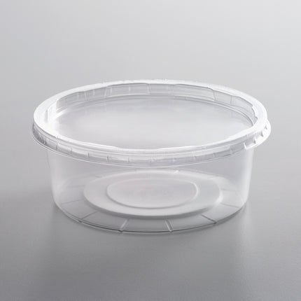 Choice Bộ Hộp Đựng Deli Tròn Trong Mờ Dùng Được Lò Vi Sóng Có Thể Tùy Chỉnh 8 oz Kèm Nắp 250 Cái/Thùng