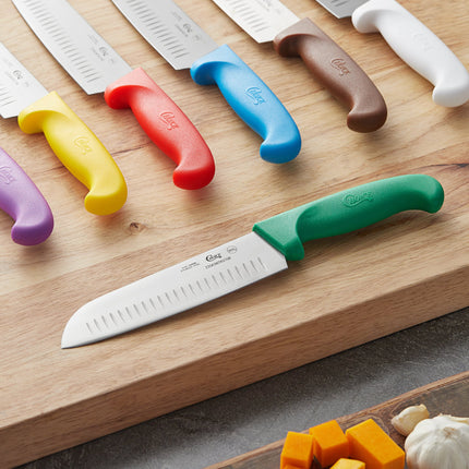 Dao Santoku lưỡi Granton tay cầm xanh Choice 18 cm