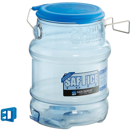 Xô vận chuyển đá nhựa polycarbonate kèm nắp và giá treo San Jamar Shorty Saf-T-Ice 19 lít