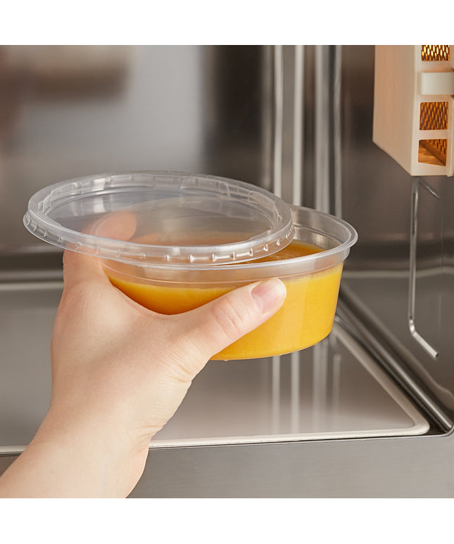 Choice Bộ Hộp Đựng Deli Tròn Trong Mờ Dùng Được Lò Vi Sóng Có Thể Tùy Chỉnh 8 oz Kèm Nắp 250 Cái/Thùng