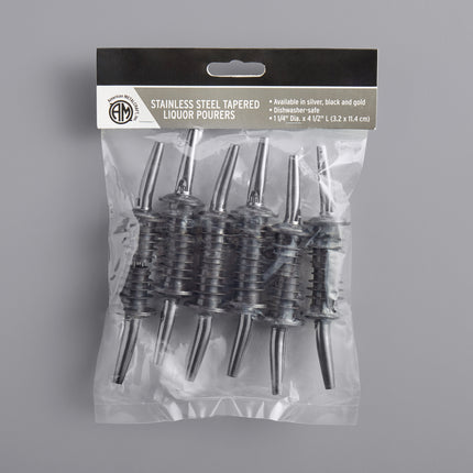 Vòi rót rượu American Metalcraft TPRB màu đen đầu vòi thuôn không vòng cổ - Gói 12 cái