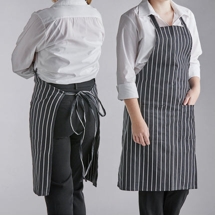 Tạp dề yếm 2 túi họa tiết kẻ sọc phấn pha polyester-cotton màu trắng Choice
