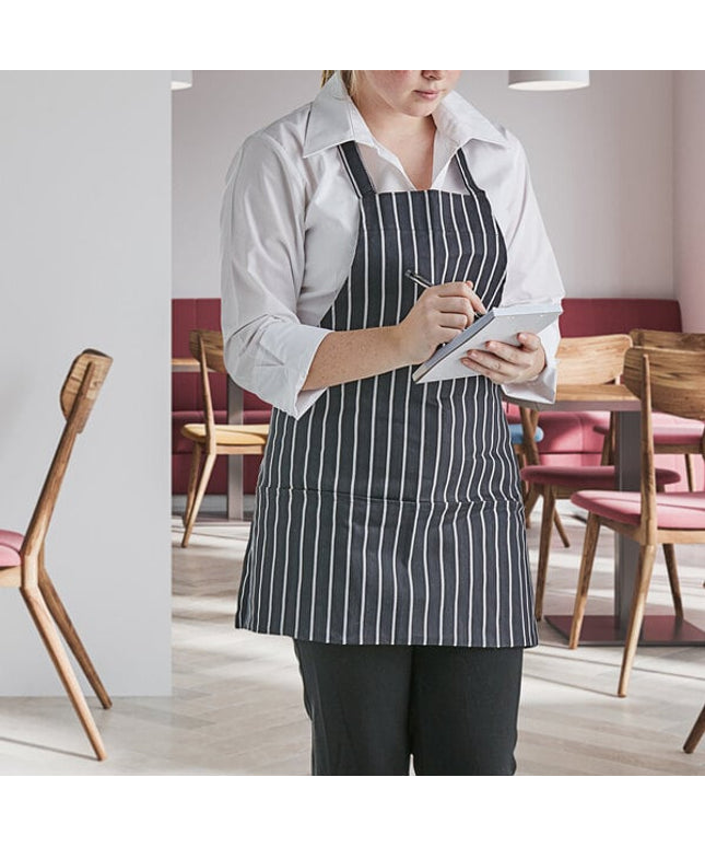 Tạp dề yếm 3 túi họa tiết kẻ sọc phấn pha polyester-cotton màu trắng Choice