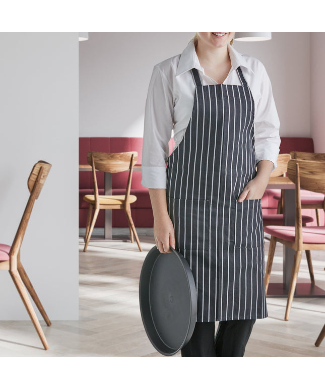 Tạp dề yếm 2 túi họa tiết kẻ sọc phấn pha polyester-cotton màu trắng Choice