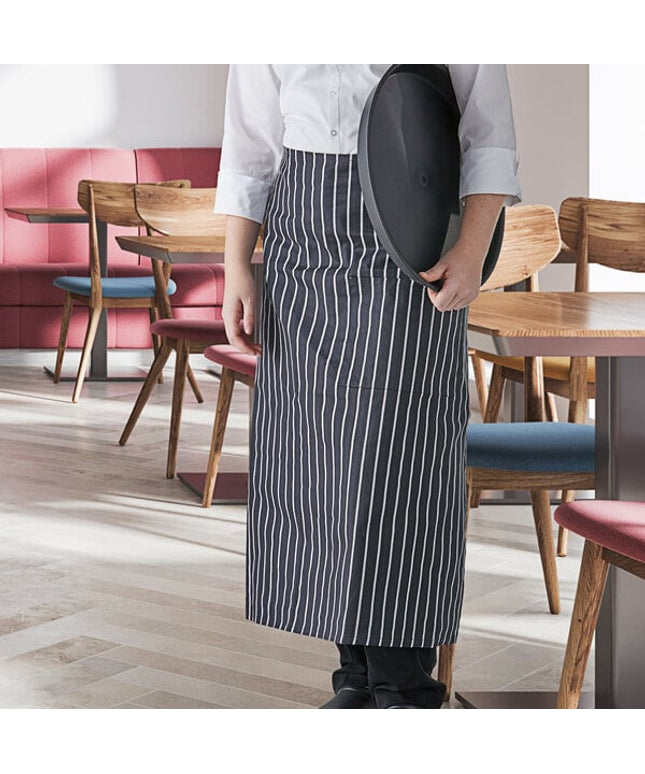 Tạp dề bistro 1 túi họa tiết kẻ sọc phấn pha polyester-cotton màu trắng Choice