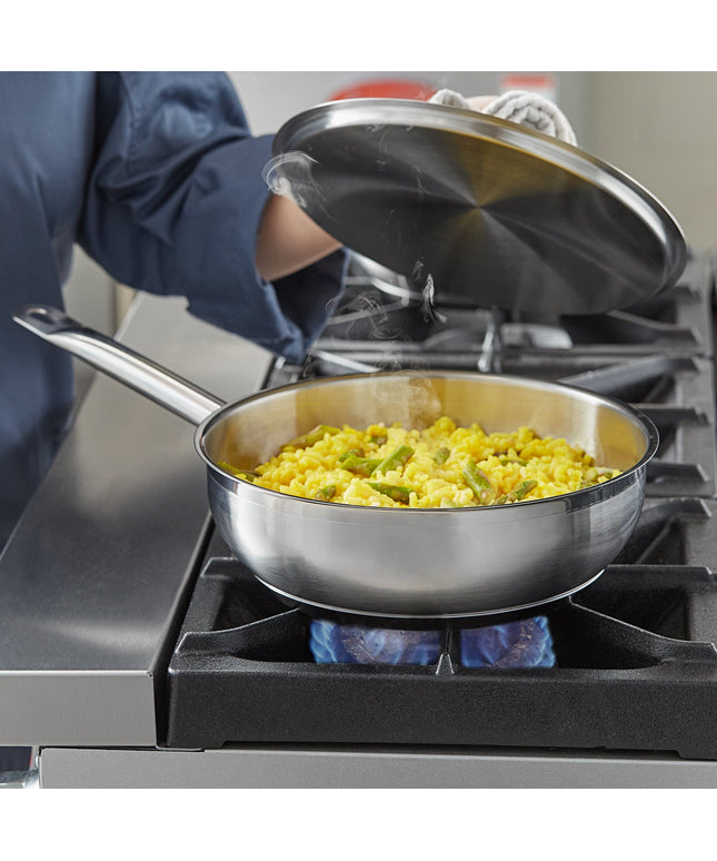 Chảo nấu sốt saucier inox đáy nhôm bọc Vigor SS1 Series 2,8 lít kèm nắp