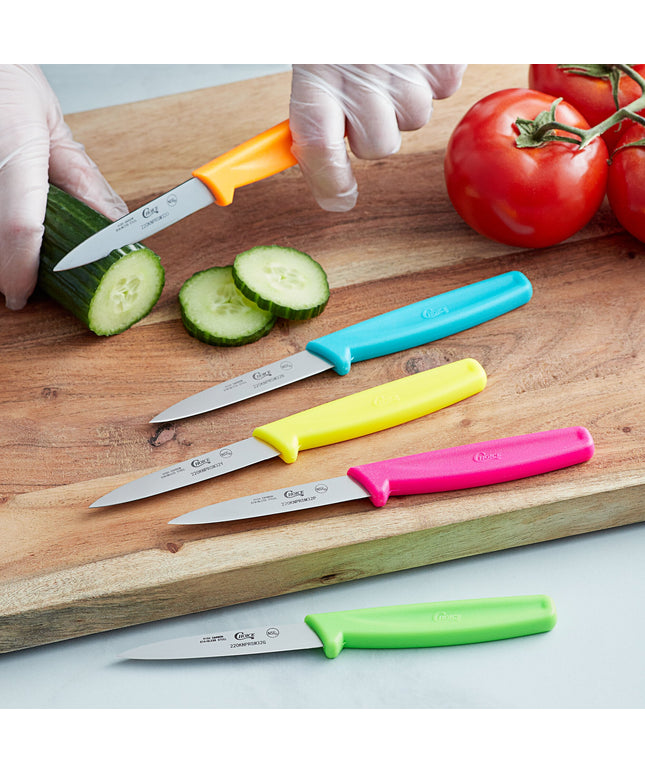 Dao gọt lưỡi trơn Choice 8,3 cm cán neon - Gói 5 cái