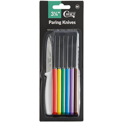 Dao gọt lưỡi trơn Choice 8,3 cm cán màu - Gói 7 cái