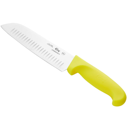 Dao Santoku lưỡi granton Choice 17,8 cm cán vàng neon