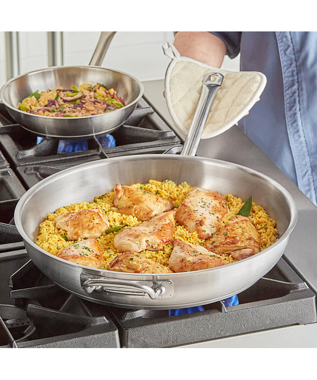 Chảo rán inox Vigor SS1 Series 42 cm đáy ốp nhôm có tay cầm phụ