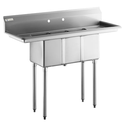 Bồn rửa công nghiệp 3 ngăn Steelton 137 cm với hai máng ráo nước 30 cm