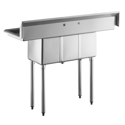 Bồn rửa công nghiệp 3 ngăn Steelton 137 cm với hai máng ráo nước 30 cm