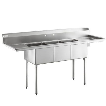 Bồn rửa 3 ngăn Steelton 213,4 cm bồn rửa công nghiệp 3 ngăn với hai 45,7 cm mặt ráo nước