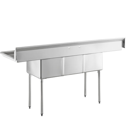 Bồn rửa 3 ngăn Steelton 213,4 cm bồn rửa công nghiệp 3 ngăn với hai 45,7 cm mặt ráo nước