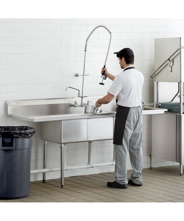 Bồn rửa 3 ngăn Steelton 213,4 cm bồn rửa công nghiệp 3 ngăn với hai 45,7 cm mặt ráo nước