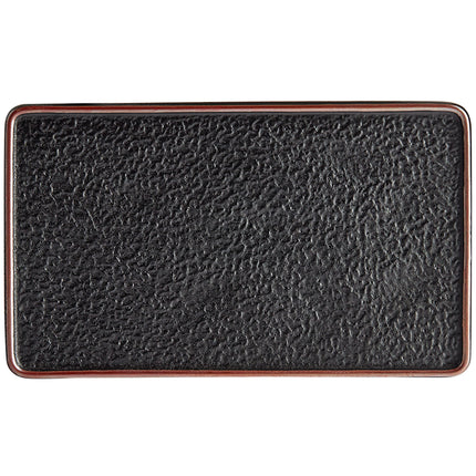 Đồ phục vụ sushi Acopa Heika 34,9 cm x 20,3 cm đen nhám Textured chữ nhật Flat Stoneware đĩa - Thùng 12 cái