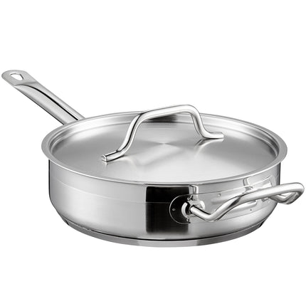 Chảo sauté thép không gỉ đáy nhôm Vigor SS1 Series 2,8 lít có nắp và tay cầm phụ
