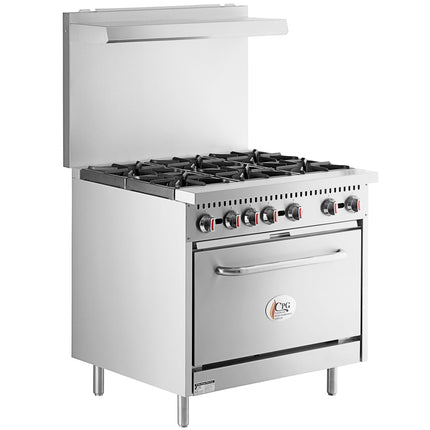 Bếp gas tự nhiên 6 họng kèm lò nướng tiêu chuẩn Cooking Performance Group S36-N 91,4 cm - 210.000 BTU