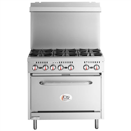 Bếp gas tự nhiên 6 họng kèm lò nướng tiêu chuẩn Cooking Performance Group S36-N 91,4 cm - 210.000 BTU