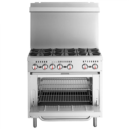 Bếp gas tự nhiên 6 họng kèm lò nướng tiêu chuẩn Cooking Performance Group S36-N 91,4 cm - 210.000 BTU
