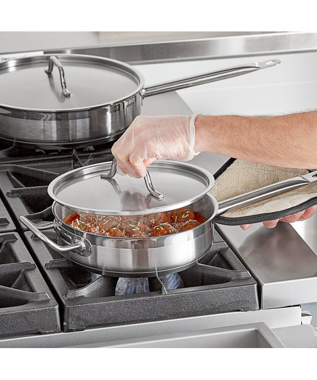 Chảo sauté thép không gỉ đáy nhôm Vigor SS1 Series 2,8 lít có nắp và tay cầm phụ