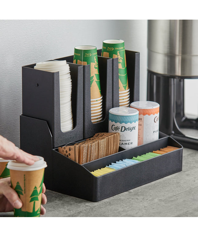 Trụ đựng ly, nắp ly và phụ gia cà phê 6 ngăn để bàn Choice màu đen