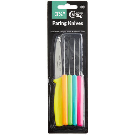 Dao gọt lưỡi trơn Choice 8,3 cm cán neon - Gói 5 cái