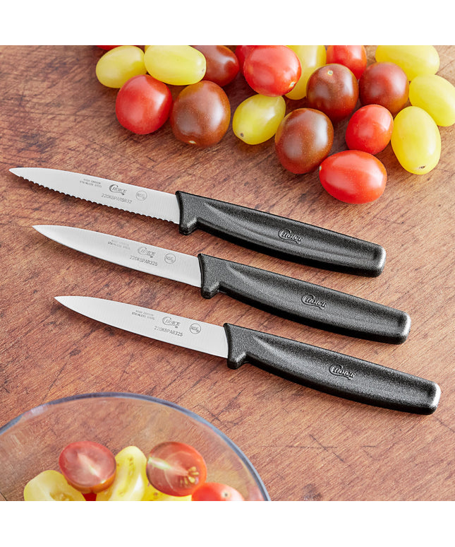 Bộ dao gọt Choice 8,3 cm gồm 1 lưỡi răng cưa và 2 lưỡi trơn cán đen