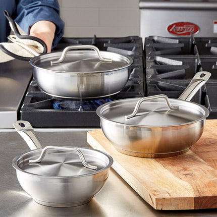 Chảo nấu sốt saucier thép không gỉ đáy nhôm Vigor SS1 Series 1,9 lít, kèm nắp