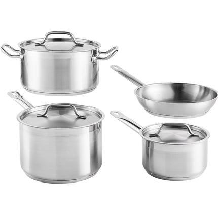 Bộ nồi chảo thép không gỉ tương thích bếp từ Vigor SS1 Series 7 món - nồi sốt 1,9 lít, 4,3 lít, 6,4 lít kèm nắp và chảo 