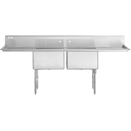 Bồn rửa 2 ngăn inox chân inox hai bàn ráo nước 61 cm Regency 249 cm