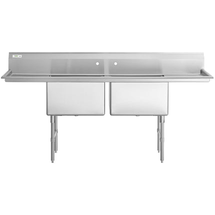 Bồn rửa công nghiệp 2 ngăn Regency 218 cm, chân thép không gỉ, 2 mặt ráo 46 cm