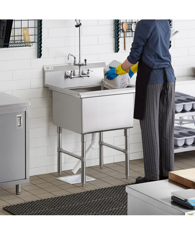 Bồn rửa công nghiệp một ngăn Regency chân thép không gỉ giằng chéo 74 cm