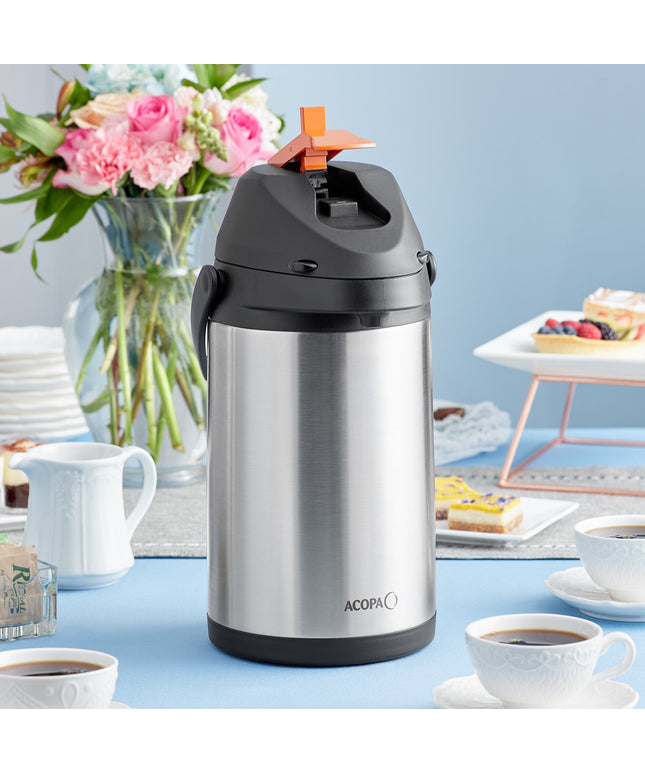 Bình ủ cà phê inox lót inox Acopa 3,5 lít decaf cần gạt kim loại