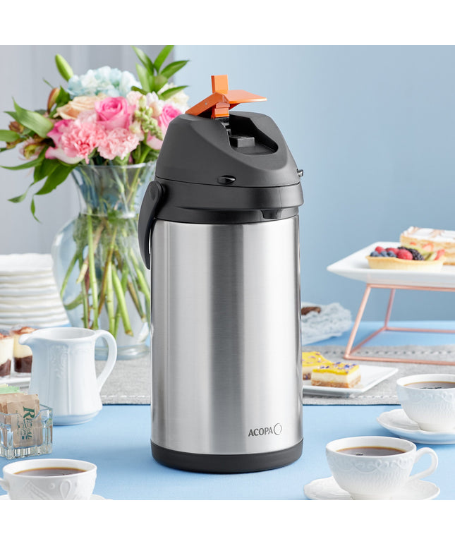 Bình ủ cà phê inox lót inox Acopa 4 lít decaf cần gạt kim loại