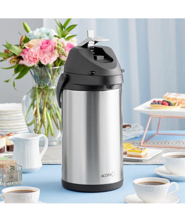 Bình ủ cà phê inox lót inox Acopa 4 lít cần gạt kim loại