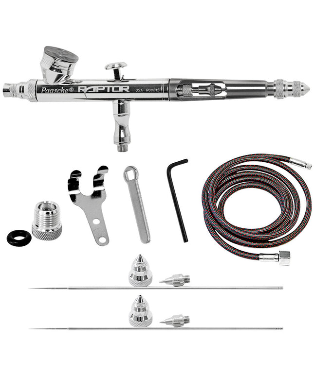 Bộ súng phun airbrush trọng lực tác động kép Paasche RG-3AS Raptor kèm 3 đầu