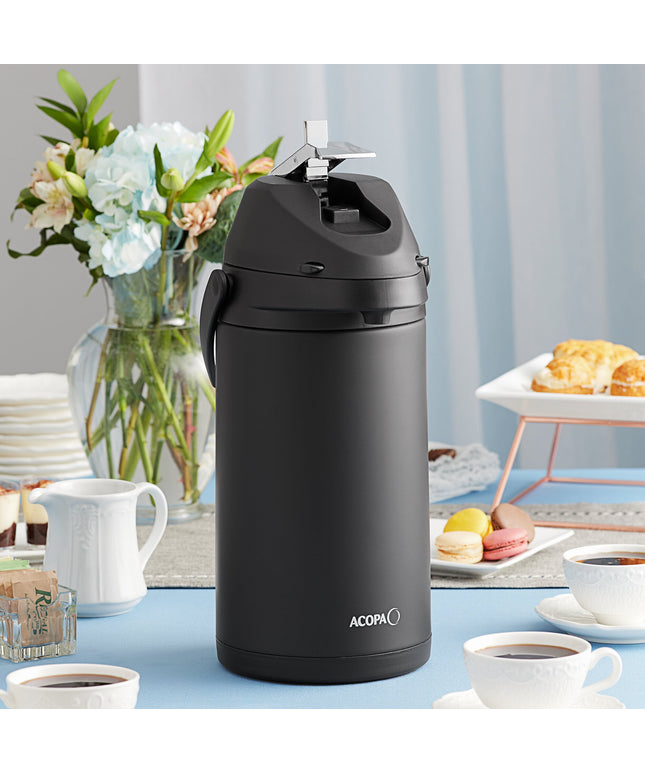 Bình ủ cà phê inox lót inox Acopa 4 lít đen mờ cần gạt kim loại