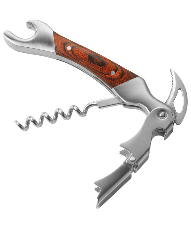 Dụng cụ khui rượu kiểu bồi bàn American Metalcraft WCMA bằng thép không gỉ tay cầm gỗ mahogany