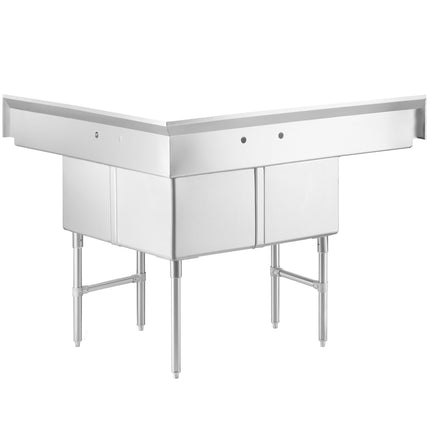 Bồn rửa công nghiệp góc 3 ngăn Regency 145 cm, 2 mặt ráo 46 cm